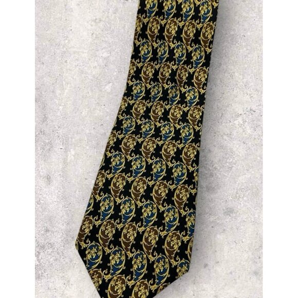 FENDI Silk Tie ITALY Black Gold Baroque W:4" EUC - Picture 5 of 5